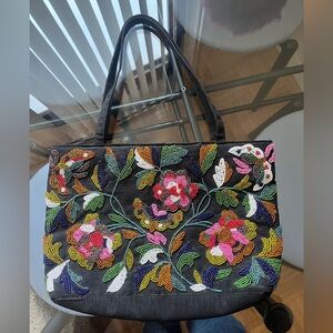 Floral Beaded Cloth Bag